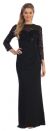 Bateau Neck Sequins Bodice Long Formal MOB Dress in Black